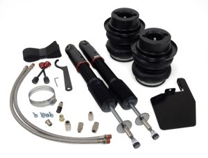 Acura ILX Air Suspension Kit - Rear - Air Lift - 30-Level Damping Adjustable Monotube, Threaded Body Shock - Black Chromed with Red Accents - `13-`15